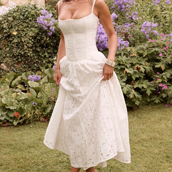 House of CB Dresses & Skirts - House of CB White Broderie Anglais Midi Francine Skirt